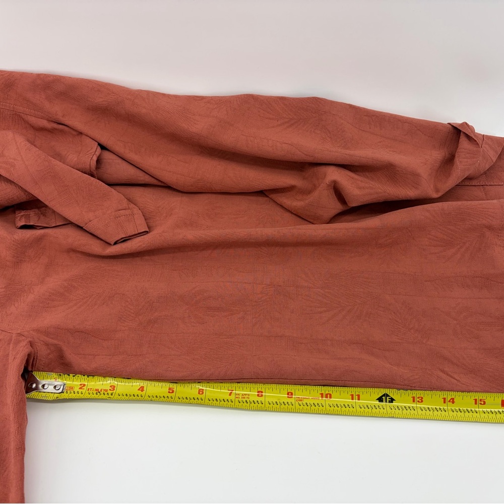 Cellinni Men's Shirt Burnt Orange Button Up Short Sleeve 100% Silk Size Medium - Picture 6 of 6